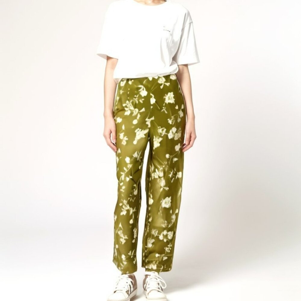 Tribal Khaki Taupe-Olive-Gold-Taupe & White Stretch Cotton Ankle Pixie Pants M 6